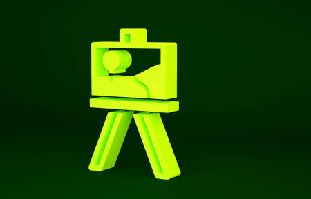 Yellow Wood easel or painting art boards icon isolated on green background. Minimalism concept. 3d illustration 3D renderの写真素材