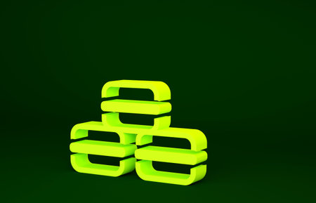 Yellow Macaron cookie icon isolated on green background. Macaroon sweet bakery. Minimalism concept....