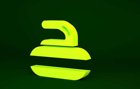 Yellow Stone for curling sport game icon isolated on green background. Sport equipment. Minimalism concept. 3d illustration 3D renderの写真素材