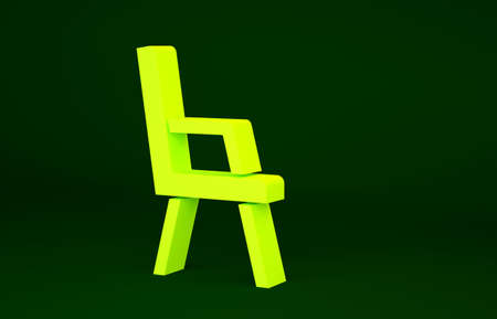 Yellow Armchair icon isolated on green background. Minimalism concept. 3d illustration 3D renderの写真素材