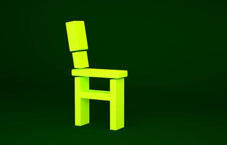 Yellow Chair icon isolated on green background. Minimalism concept. 3d illustration 3D renderの写真素材