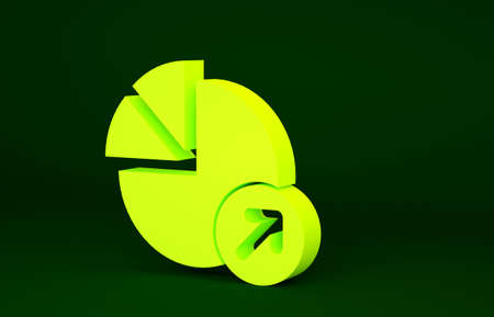 Yellow Financial growth icon isolated on green background. Increasing revenue. Minimalism concept. 3d illustration 3D renderの写真素材
