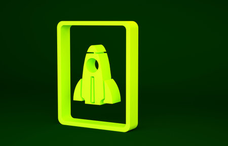 Yellow Business startup project concept icon isolated on green background. Symbol of new business,...