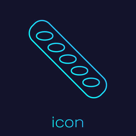 Turquoise line French baguette bread icon isolated on blue background. Vectorのイラスト素材