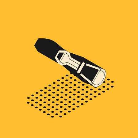 Isometric Screwdriver icon isolated on yellow background. Service tool symbol. Vectorのイラスト素材