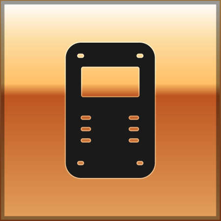 Black Police assault shield icon isolated on gold background. Vectorのイラスト素材