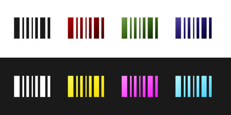 Set Barcode icon isolated on black and white background. Vector Illustration