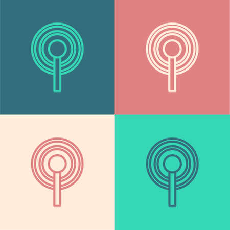 Pop art line Antenna icon isolated on color background. Radio antenna wireless. Technology and network signal radio antenna. Vectorのイラスト素材