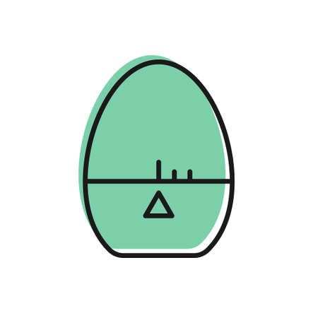 Black line Kitchen timer icon isolated on white background. Egg timer. Cooking utensil. Vectorのイラスト素材
