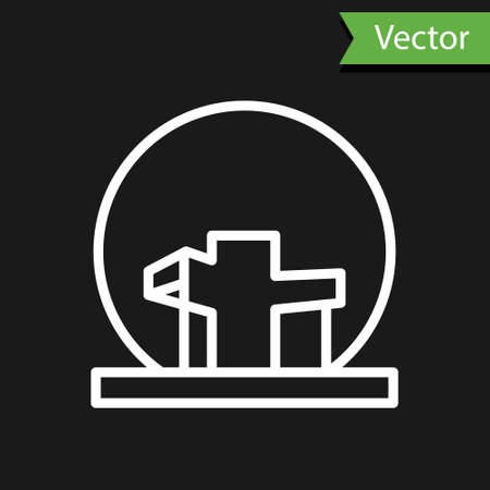 White line Montreal Biosphere icon isolated on black background. Vectorのイラスト素材