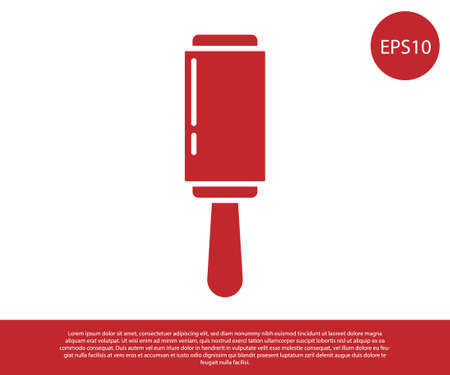 Red Adhesive roller for cleaning clothes icon isolated on white background. Getting rid of debris, dust, hair, fluff, pet wool. Vector Illustrationのイラスト素材