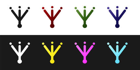 Set Bird footprint icon isolated on black and white background. Animal foot. Vectorのイラスト素材