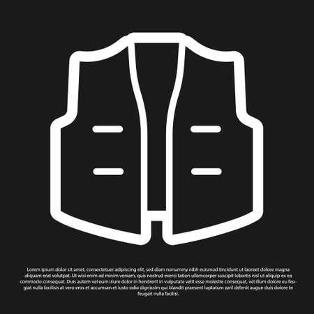 Black Fishing jacket icon isolated on black background. Fishing vest. Vectorのイラスト素材