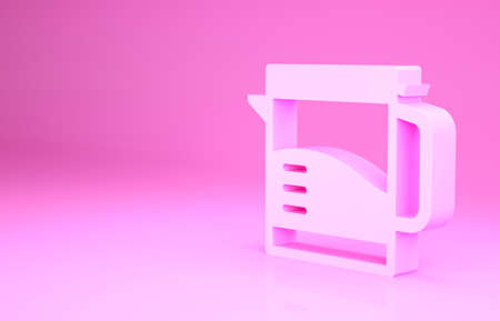 Pink Electric kettle icon isolated on pink background. Teapot icon. Minimalism concept. 3d illustration 3D renderの写真素材