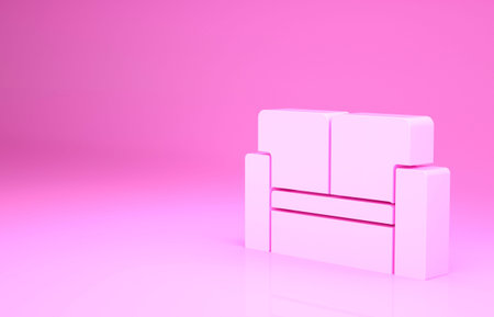 Pink Cinema chair icon isolated on pink background. Minimalism concept. 3d illustration 3D render