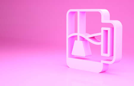 Pink Cup of tea with tea bag icon isolated on pink background. Minimalism concept. 3d illustration 3D renderの写真素材