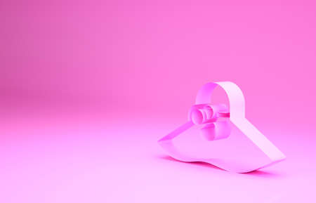Pink Elegant women hat icon isolated on pink background. Minimalism concept. 3d illustration 3D renderの写真素材