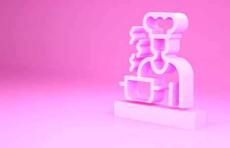 Pink Spanish cook icon isolated on pink background. Minimalism concept. 3d illustration 3D renderの写真素材