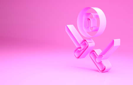 Pink Curling sport game icon isolated on pink background. Sport equipment. Minimalism concept. 3d illustration 3D renderの写真素材