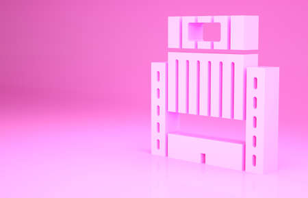 Pink Hotel Ukraina building icon isolated on pink background. Minimalism concept. 3d illustration 3D renderの写真素材