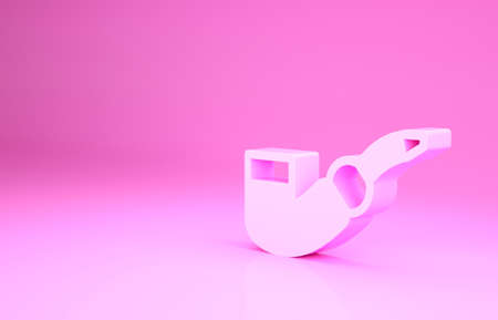 Pink Smoking pipe icon isolated on pink background. Tobacco pipe. Minimalism concept. 3d illustration 3D renderの写真素材