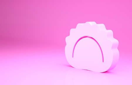 Pink Dumplings icon isolated on pink background. Pierogi, varenyky, pelmeni, ravioli. Traditional Ukrainian food. Minimalism concept. 3d illustration 3D renderの写真素材