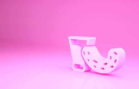 Pink Glass with vodka and cucumber icon isolated on pink background. Minimalism concept. 3d illustration 3D renderの写真素材