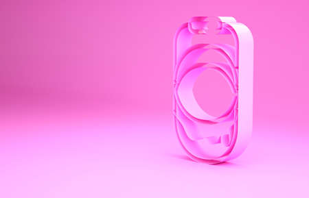 Pink Paint bucket icon isolated on pink background. Minimalism concept. 3d illustration 3D renderの写真素材