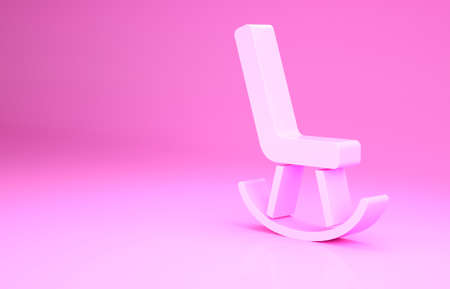 Pink Armchair icon isolated on pink background. Minimalism concept. 3d illustration 3D renderの写真素材