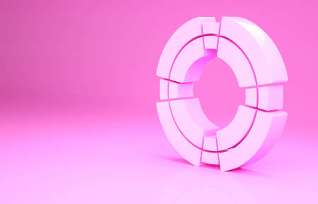 Pink Business lifebuoy icon isolated on pink background. Rescue, crisis, support, team, partnership, bankruptcy, business concept. Minimalism concept. 3d illustration 3D renderの写真素材