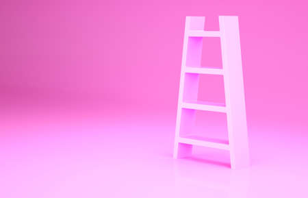 Pink Stair with finish flag icon isolated on pink background. Career growth business concept. Concept of business development. Minimalism concept. 3d illustration 3D renderの写真素材