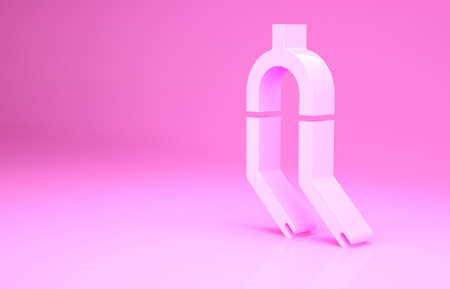Pink Bicycle suspension fork icon isolated on pink background. Sport transportation spare part steering wheel. Minimalism concept. 3d illustration 3D renderの写真素材