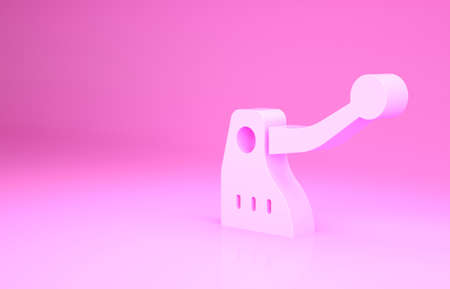 Pink Bicycle brake icon isolated on pink background. Minimalism concept. 3d illustration 3D renderの写真素材
