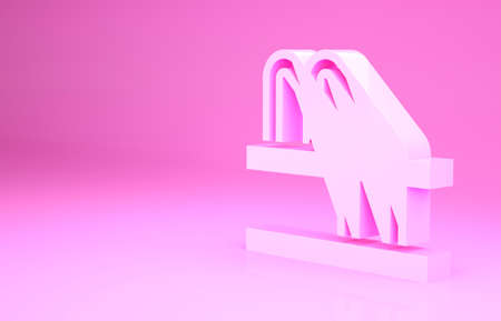 Pink Bicycle parking icon isolated on pink background. Minimalism concept. 3d illustration 3D renderの写真素材