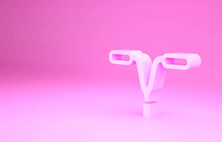 Pink Bicycle handlebar icon isolated on pink background. Minimalism concept. 3d illustration 3D renderの写真素材