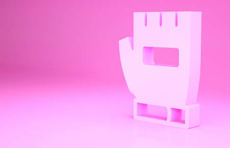Pink Gloves icon isolated on pink background. Extreme sport. Sport equipment. Minimalism concept. 3d illustration 3D renderの写真素材