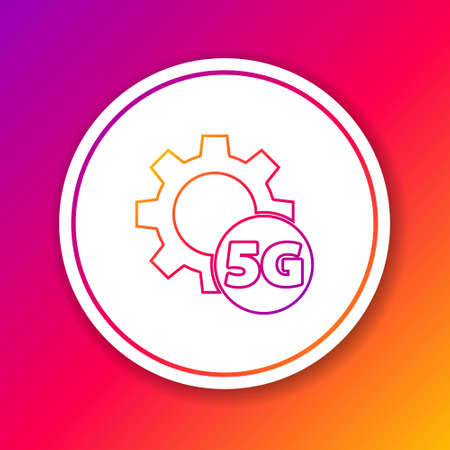Color line Setting 5G new wireless internet wifi connection icon isolated on color background. Global network high speed connection data rate technology. Circle white button. Vectorのイラスト素材