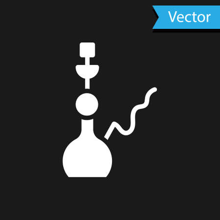 White Hookah icon isolated on black background. Vectorのイラスト素材