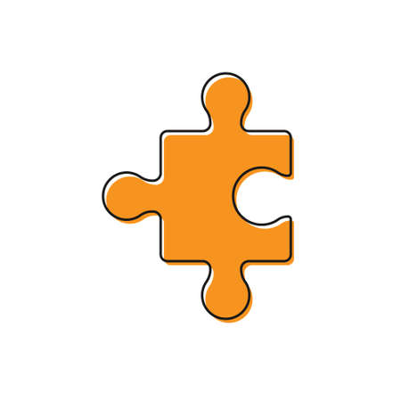 Orange Piece of puzzle icon isolated on white background. Business, marketing, finance, layout, infographics, internet concept. Vector.のイラスト素材
