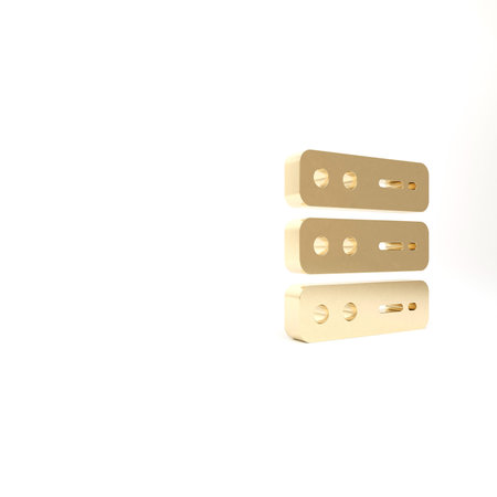 Gold Server, Data, Web Hosting icon isolated on white background. 3d illustration 3D render