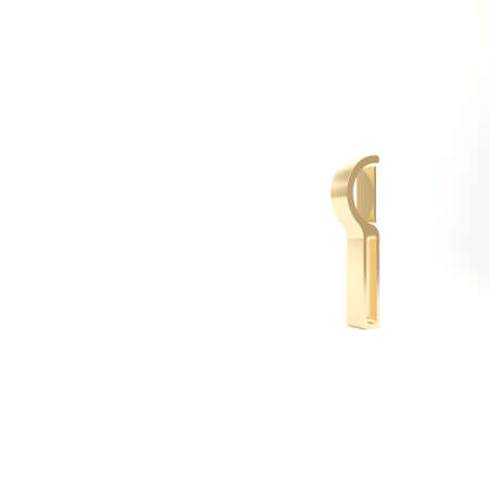 Gold Dental floss icon isolated on white background. 3d illustration 3D renderの写真素材