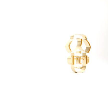 Gold Portrait of Indian man icon isolated on white background. Hindu men. 3d illustration 3D renderの写真素材