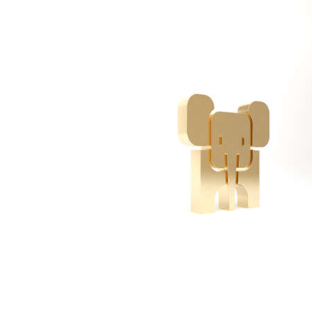 Gold Elephant icon isolated on white background. 3d illustration 3D renderの写真素材