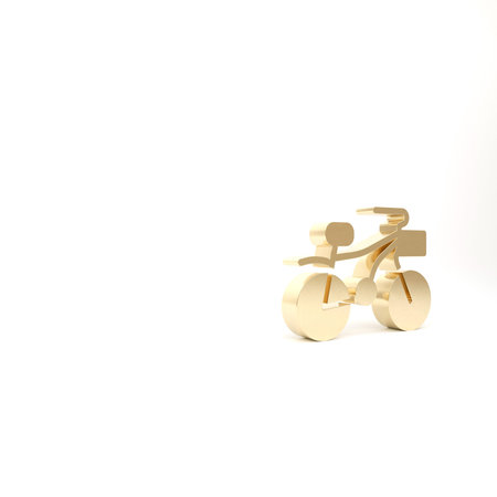 Gold Bicycle icon isolated on white background. Bike race. Extreme sport. Sport equipment. 3d...
