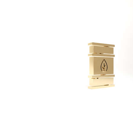 Gold Bio fuel barrel icon isolated on white background. Eco bio and canister. Green environment and recycle. 3d illustration 3D renderの写真素材