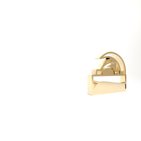 Gold Concert hall Auditorio de Tenerife icon isolated on white background. Santa Cruz de Tenerife, Spain. 3d illustration 3D renderの写真素材