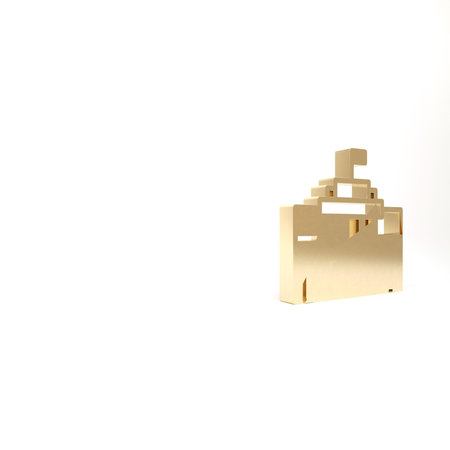 Gold Prado museum icon isolated on white background. Madrid, Spain. 3d illustration 3D renderの写真素材