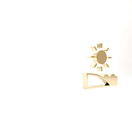 Gold Beach icon isolated on white background. Tropical beach landscape. Good sunny day. 3d illustration 3D renderの写真素材
