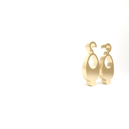 Gold Earrings icon isolated on white background. Jewelry accessories. 3d illustration 3D renderの写真素材