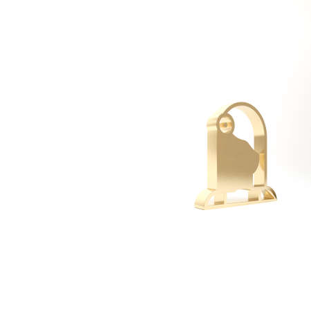 Gold Portrait of Spanish woman icon isolated on white background. 3d illustration 3D renderの写真素材